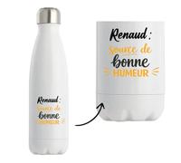 Otshirt Bouteille Isotherme Renaud - source de bonne humeur - Gourde - Idée Bouteille Isotherme Cadeau Anniversaire Fête Original Famille Travail Départ Collègue Retraite Noël.