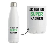 Otshirt Bouteille Isotherme Un Super Hadrien 2 - Gourde - Idée Bouteille Isotherme Cadeau Anniversaire Fête Original Famille Travail Départ Collègue Retraite Noël.