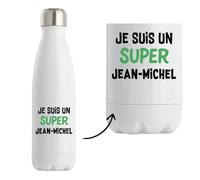 Otshirt Bouteille Isotherme Un Super Jean-Michel 2 - Gourde - Idée Bouteille Isotherme Cadeau Anniversaire Fête Original Famille Travail Départ Collègue Retraite Noël.