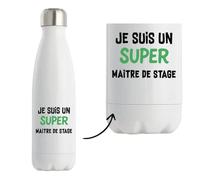 Otshirt Bouteille Isotherme Un Super Maitre de stage 2 - Gourde - Idée Bouteille Isotherme Cadeau Anniversaire Fête Original Famille Travail Départ Collègue Retraite Noël.