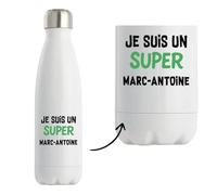 Otshirt Bouteille Isotherme Un Super Marc-Antoine 2 - Gourde - Idée Bouteille Isotherme Cadeau Anniversaire Fête Original Famille Travail Départ Collègue Retraite Noël.