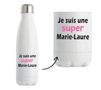Otshirt Bouteille Isotherme Une Super Marie-Laure 2 - Gourde - Idée Bouteille Isotherme Cadeau Anniversaire Fête Original Famille Travail Départ Collègue Retraite Noël.