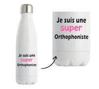 Otshirt Bouteille Isotherme Une Super Orthophoniste 2 - Gourde - Idée Bouteille Isotherme Cadeau Anniversaire Fête Original Famille Travail Départ Collègue Retraite Noël.