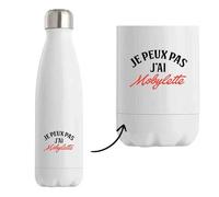Otshirt Bouteille Je peux pas j’ai mobylette | Bottle | Idée Bouteille Isotherme Cadeau Anniversaire Fête Original Famille Travail Départ Collègue Retraite Noël.