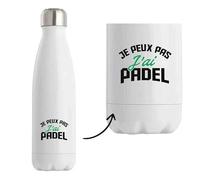 Otshirt Bouteille Je peux pas j’ai padel | Bottle | Idée Bouteille Isotherme Cadeau Anniversaire Fête Original Famille Travail Départ Collègue Retraite Noël.
