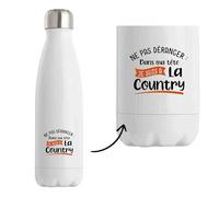 Otshirt Bouteille Ne pas déranger Dans ma tête je suis à la country | Bottle | Idée Bouteille Isotherme Cadeau Anniversaire Fête Original Famille Travail Départ Collègue Retraite Noël.
