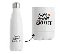 Otshirt Bouteille Papa a besoin d’une raclette | Bottle | Idée Bouteille Isotherme Cadeau Anniversaire Fête Original Famille Travail Départ Collègue Retraite Noël.