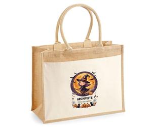 Otshirt Cabas Jute Archiviste - Joyeux Halloween 2 - Jute Bag - Idée Cabas de Courses Cadeau Anniversaire Fête Original Famille Travail Départ Collègue Retraite Noël.