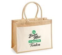 Otshirt Cabas Jute Ce beau mec sappelle Tonton - Jute Bag - Idée Cabas de Courses Cadeau Anniversaire Fête Original Famille Travail Départ Collègue Retraite Noël.
