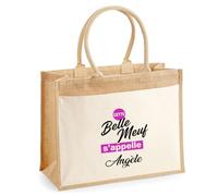 Otshirt Cabas Jute Cette belle meuf sappelle Angele - Jute Bag - Idée Cabas de Courses Cadeau Anniversaire Fête Original Famille Travail Départ Collègue Retraite Noël.