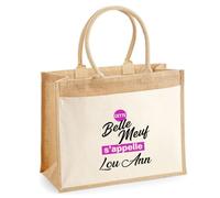 Otshirt Cabas Jute Cette belle meuf sappelle Lou-Ann - Jute Bag - Idée Cabas de Courses Cadeau Anniversaire Fête Original Famille Travail Départ Collègue Retraite Noël.