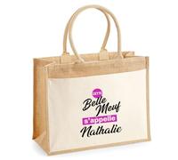 Otshirt Cabas Jute Cette belle meuf sappelle Nathalie - Jute Bag - Idée Cabas de Courses Cadeau Anniversaire Fête Original Famille Travail Départ Collègue Retraite Noël.