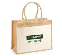 Otshirt Cabas Jute Chaque Coup Compte - Jute Bag - Idée Cabas de Courses Cadeau Anniversaire Fête Original Famille Travail Départ Collègue Retraite Noël. - Vert - 4