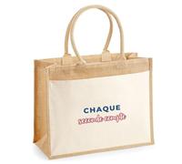 Otshirt Cabas Jute Chaque Seconde Compte - Jute Bag - Idée Cabas de Courses Cadeau Anniversaire Fête Original Famille Travail Départ Collègue Retraite Noël. - Bordeaux&Bleu - 2