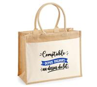 Otshirt Cabas Jute Comptable Depuis Toujours au Dessus du Lot - Jute Bag - Idée Cabas de Courses Cadeau Anniversaire Fête Original Famille Travail Départ Collègue Retraite Noël.