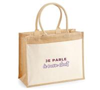 Otshirt Cabas Jute Je Parle A mon Chat - Jute Bag - Idée Cabas de Courses Cadeau Anniversaire Fête Original Famille Travail Départ Collègue Retraite Noël. - Violet - 2