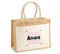 Otshirt Cabas Jute La meilleure Anais au monde 2 - Jute Bag - Idée Cabas de Courses Cadeau Anniversaire Fête Original Famille Travail Départ Collègue Retraite Noël.