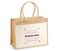 Otshirt Cabas Jute La meilleure Analyste Data au monde 2 - Jute Bag - Idée Cabas de Courses Cadeau Anniversaire Fête Original Famille Travail Départ Collègue Retraite Noël.