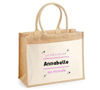 Otshirt Cabas Jute La meilleure Annabelle au monde 2 - Jute Bag - Idée Cabas de Courses Cadeau Anniversaire Fête Original Famille Travail Départ Collègue Retraite Noël.