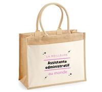 Otshirt Cabas Jute La meilleure Assistante administratif au monde 2 - Jute Bag - Idée Cabas de Courses Cadeau Anniversaire Fête Original Famille Travail Départ Collègue Retraite Noël.
