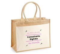 Otshirt Cabas Jute La meilleure Consultante Digitale au monde 2 - Jute Bag - Idée Cabas de Courses Cadeau Anniversaire Fête Original Famille Travail Départ Collègue Retraite Noël.
