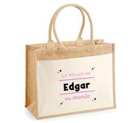 Otshirt Cabas Jute La meilleure Edgar au monde 2 - Jute Bag - Idée Cabas de Courses Cadeau Anniversaire Fête Original Famille Travail Départ Collègue Retraite Noël.