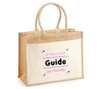 Otshirt Cabas Jute La meilleure Guide au monde 2 - Jute Bag - Idée Cabas de Courses Cadeau Anniversaire Fête Original Famille Travail Départ Collègue Retraite Noël.