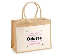 Otshirt Cabas Jute La meilleure Odette au monde 2 - Jute Bag - Idée Cabas de Courses Cadeau Anniversaire Fête Original Famille Travail Départ Collègue Retraite Noël.