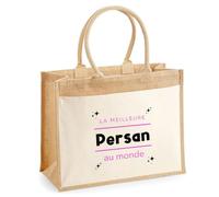 Otshirt Cabas Jute La meilleure Persan au monde 2 - Jute Bag - Idée Cabas de Courses Cadeau Anniversaire Fête Original Famille Travail Départ Collègue Retraite Noël.