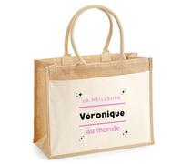 Otshirt Cabas Jute La meilleure Veronique au monde 2 - Jute Bag - Idée Cabas de Courses Cadeau Anniversaire Fête Original Famille Travail Départ Collègue Retraite Noël.