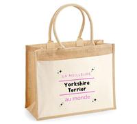 Otshirt Cabas Jute La meilleure Yorkshire Terrier au monde 2 - Jute Bag - Idée Cabas de Courses Cadeau Anniversaire Fête Original Famille Travail Départ Collègue Retraite Noël.
