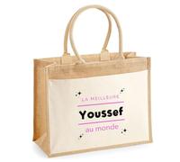 Otshirt Cabas Jute La meilleure Youssef au monde 2 - Jute Bag - Idée Cabas de Courses Cadeau Anniversaire Fête Original Famille Travail Départ Collègue Retraite Noël.