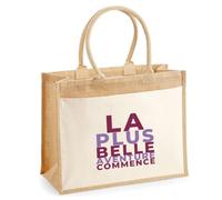 Otshirt Cabas Jute La Plus Belle Aventure Commence - Jute Bag - Idée Cabas de Courses Cadeau Anniversaire Fête Original Famille Travail Départ Collègue Retraite Noël. - Violet&Violet - 1