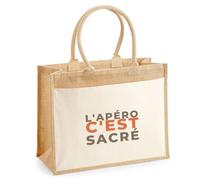 Otshirt Cabas Jute Lapero Cest Sacre - Jute Bag - Idée Cabas de Courses Cadeau Anniversaire Fête Original Famille Travail Départ Collègue Retraite Noël. - Terracotta&Marron - 1