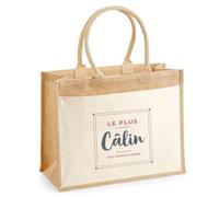 Otshirt Cabas Jute Le Plus Calin des Grands Freres - Jute Bag - Idée Cabas de Courses Cadeau Anniversaire Fête Original Famille Travail Départ Collègue Retraite Noël. - Rose&Gris - 3