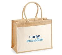 Otshirt Cabas Jute Libre Comme Lair - Jute Bag - Idée Cabas de Courses Cadeau Anniversaire Fête Original Famille Travail Départ Collègue Retraite Noël. - Bleu&Turquoise - 2