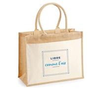 Otshirt Cabas Jute Libre Comme Lair - Jute Bag - Idée Cabas de Courses Cadeau Anniversaire Fête Original Famille Travail Départ Collègue Retraite Noël. - Bleu&Turquoise - 3