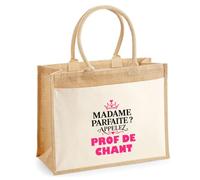 Otshirt Cabas Jute Madame Parfaite Prof de chant - Jute Bag - Idée Cabas de Courses Cadeau Anniversaire Fête Original Famille Travail Départ Collègue Retraite Noël.