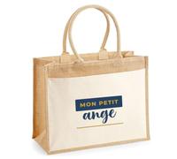 Otshirt Cabas Jute Mon Petit Ange - Jute Bag - Idée Cabas de Courses Cadeau Anniversaire Fête Original Famille Travail Départ Collègue Retraite Noël. - Bleu&Jaune - 4-0180