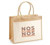 Otshirt Cabas Jute Nos Alliances Nos Promesses - Jute Bag - Idée Cabas de Courses Cadeau Anniversaire Fête Original Famille Travail Départ Collègue Retraite Noël. - Rose&Corail - 1