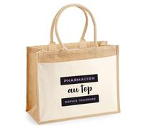 Otshirt Cabas Jute Pharmacien au Top Depuis Toujours - Jute Bag - Idée Cabas de Courses Cadeau Anniversaire Fête Original Famille Travail Départ Collègue Retraite Noël. - Noir&Violet - 4
