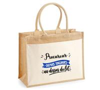 Otshirt Cabas Jute Procureur Depuis Toujours au Dessus du Lot - Jute Bag - Idée Cabas de Courses Cadeau Anniversaire Fête Original Famille Travail Départ Collègue Retraite Noël.