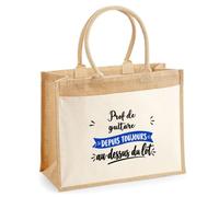 Otshirt Cabas Jute Prof de guitare Depuis Toujours au Dessus du Lot - Jute Bag - Idée Cabas de Courses Cadeau Anniversaire Fête Original Famille Travail Départ Collègue Retraite Noël.