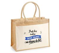 Otshirt Cabas Jute Prof des ecoles Depuis Toujours au Dessus du Lot - Jute Bag - Idée Cabas de Courses Cadeau Anniversaire Fête Original Famille Travail Départ Collègue Retraite Noël.