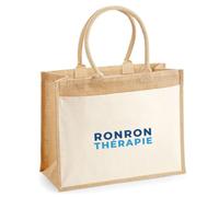 Otshirt Cabas Jute Ronron Therapie - Jute Bag - Idée Cabas de Courses Cadeau Anniversaire Fête Original Famille Travail Départ Collègue Retraite Noël. - Bleu&Turquoise - 1