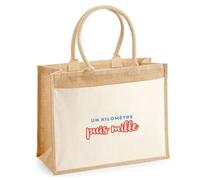 Otshirt Cabas Jute Un Kilometre Puis Mille - Jute Bag - Idée Cabas de Courses Cadeau Anniversaire Fête Original Famille Travail Départ Collègue Retraite Noël. - Bleu&Rouge - 2