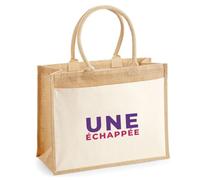 Otshirt Cabas Jute Une Echappee - Jute Bag - Idée Cabas de Courses Cadeau Anniversaire Fête Original Famille Travail Départ Collègue Retraite Noël. - Violet&Rouge - 1