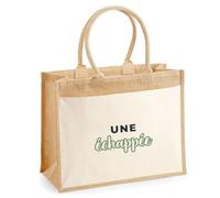 Otshirt Cabas Jute Une Echappee - Jute Bag - Idée Cabas de Courses Cadeau Anniversaire Fête Original Famille Travail Départ Collègue Retraite Noël. - Bleu&Vert - 2