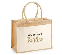 Otshirt Cabas Jute Vivement Lapero - Jute Bag - Idée Cabas de Courses Cadeau Anniversaire Fête Original Famille Travail Départ Collègue Retraite Noël. - Marron - 2