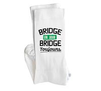Otshirt Chaussettes Bridge un jour bridge toujours | Socks | Taille 41-45 | Idée Chaussettes Personnalisées Cadeau Fête Original Famille Travail Départ Collègue Retraite Noël.